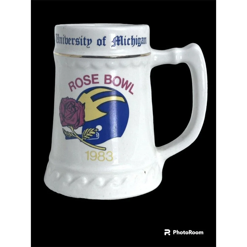 1982‎ Big Ten Champions UofM Michigan 1983  Bowl Stein Mug Cup Schembechler
